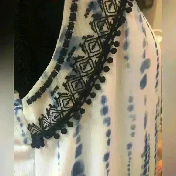 KNOX ROSE SHIFT YOKE TIE-DYE LOOK BOHO EMBROIDERY CASUAL SUMMER DRESS SIZE MED - Picture 8 of 16